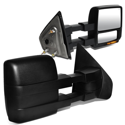 RETROVISORES EXTENDIBLES TOWING MIRROR - 04-14 FORD F-150 - PAIR - POWERED - W/PUDDLE LIGHT - W/HEATED - AMBER SIGNAL - BLACK