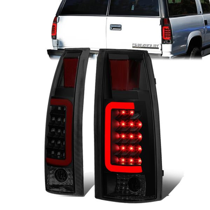 FAROS TRASEROS 88-99 CHEVY C1500 , K1500 / 88-00 CHEVY C2500 , K2500 , K3500 / 88-01 CHEVY C3500 / 92-99 CHEVY SUBURBAN C1500 , 2500 , K1500 , K2500 / 92-94 CHEVY BLAZER / 95-99 CHEVY TAHOE , 99-00 CADILLAC ESCALADE / 200 CHEVY TAHOE - RED C-BAR - 3D LED
