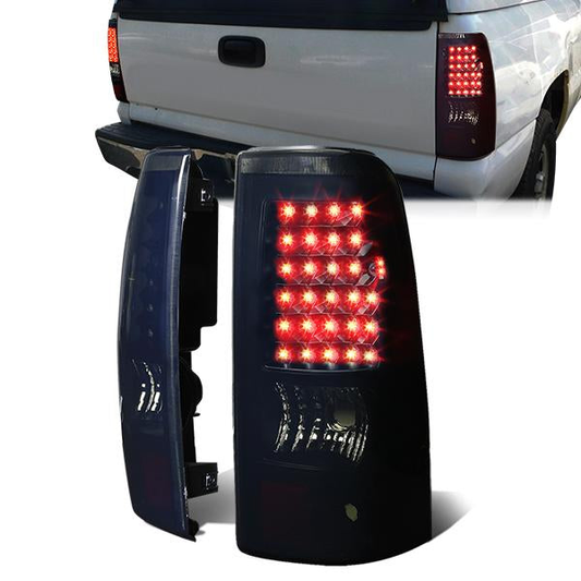 FAROS TRASEROS 03-06 CHEVY SILVERADO 1500 , 2500 , 3500 , HD MODELS , GMC SIERRA 1500 , 2500 , 3500 , HD MODELS / 2007 CHEVY SILVERADO , GMC SIERRA CLASSIC MODELS - LED - FITS FLEETSIDE MODELS ONLY , DOES NOT FIT DUALLY MODELS - BLACK / SMOKE