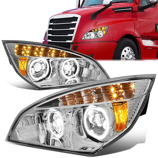 FAROS 18-20 FREIGHTLINER CASCADIA - FITS NEW BODY STYLE ONLY - HALO LED DRL - BLACK HOUSING