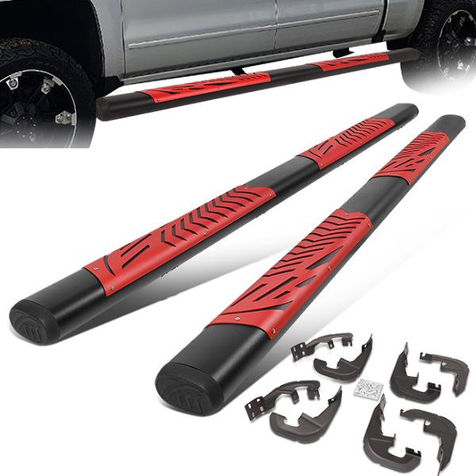 ESTRIBOS 5" - 19-20 CHEVY SILVERADO 1500, GMC SIERRA 1500 / 2020 CHEVY SILVERADO 2500HD, SILVERADO 3500HD, GMC SIERRA 2500HD, SIERRA 3500HD - BLACK / RED