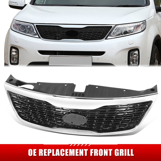 PARRILLA GRILLE - KA  SORETO '14-15/16-18/19-20/ GRILLE ASS'Y 14-15/ PAINTED BLACK W/CHROME MLDG/ (W/O SPORT PKG)//PARTS.NO,KI1200155//OEM NO,863501U500