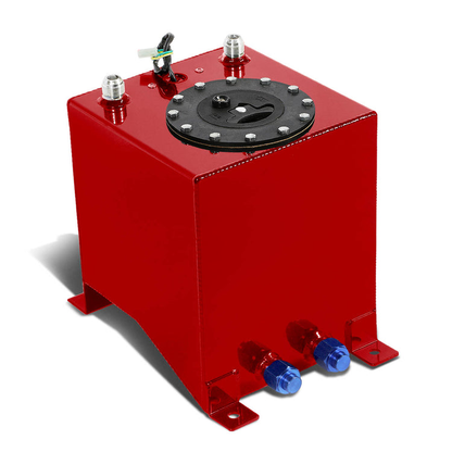 TANQUE DE GASOLINA FUEL CELL - GAS TANK WITH LEVEL SENDER - 2.5 GALLON - ALUMINUM - BLACK CAP - RED