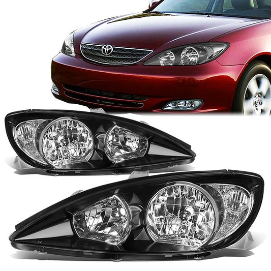 FAROS 02-04 TOYOTA CAMRY 4-DOOR - 9006 LOW BEAM / 9005 HIGH BEAM / 3457A TURN SIGNAL - BLACK HOUSING / CLEAR CORNER