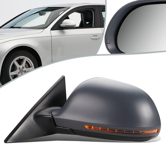 RETROVISOR MIRROR - 08 AUDI A5, S5 - POWERED - HEATED - W/ SIGNAL - FOLDING - OEM - LEFT - PRIMED GREY