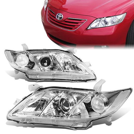 FAROS 07-09 TOYOTA CAMRY - H1 LOW BEAM / 9005 HIGH BEAM / 3457A TURN SIGNAL - CHROME HOUSING / CLEAR CORNER