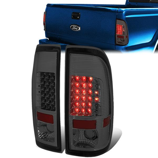 FAROS TRASEROS 97-03 FORD F-150 / 97-99 FORD F-250 / 99-07 FORD F-250, F-350, F-450, F-550 - SUPER DUTY / 04 FORD F-150 HERITAGE - LED - FITS STYLESIDE MODELS ONLY - CHROME / SMOKE