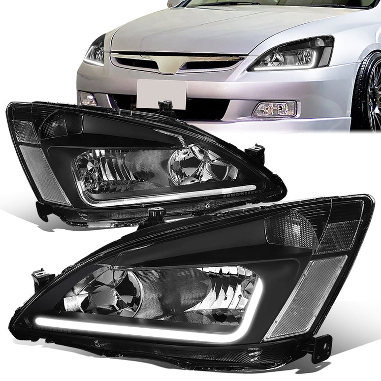 FAROS 03-07 HONDA ACCORD 2/4-DOOR - LED DRL - BLACK HOUSING / CLEAR CORNER - 9006 LOW BEAM / 9005 HIGH BEAM