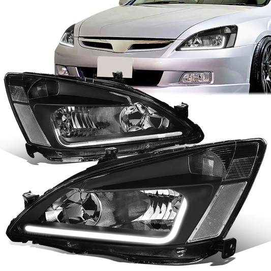 FAROS 03-07 HONDA ACCORD 2/4-DOOR - LED DRL - BLACK HOUSING / CLEAR CORNER - 9006 LOW BEAM / 9005 HIGH BEAM