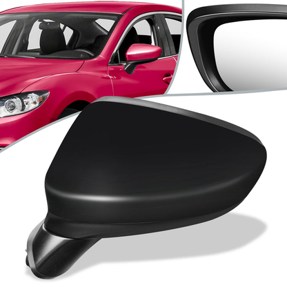 RETROVISOR MIRROR - OEM - 14-17 MAZDA 6 - POWERED - W/ SIGNAL LIGHT - FOLDING - BLACK MATERIAL - LEFT