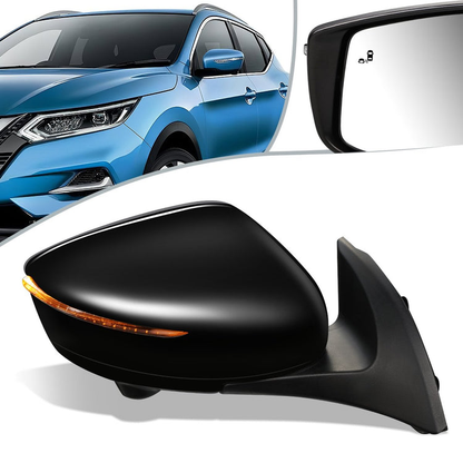 RETROVISOR MIRROR - OEM - 18-19 NISSAN LEAF - POWERED - HEATED - W/ SIGNAL LIGHT - W/ BSD - W/ CAMERA - FOLDING - BLACK MATERIAL - RIGHT