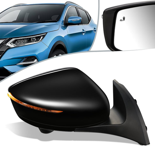 RETROVISOR MIRROR - OEM - 18-19 NISSAN LEAF - POWERED - HEATED - W/ SIGNAL LIGHT - W/ BSD - W/ CAMERA - FOLDING - BLACK MATERIAL - RIGHT