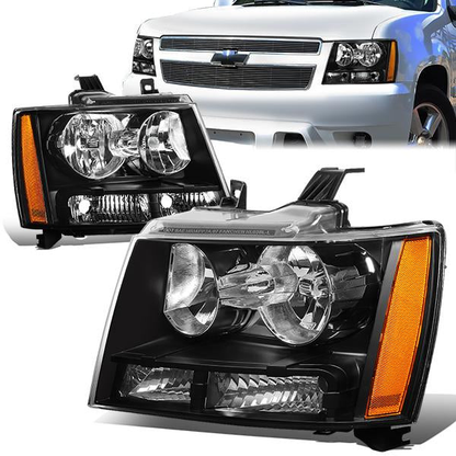 FAROS 07-14 CHEVY TAHOE / 07-13 CHEVY AVALANCHE / 07-14 CHEVY SUBURBAN 1500 / 07-13 CHEVY SUBURBAN 2500 - BLACK HOUSING / AMBER CORNER - H11 LOW BEAM / 9005 HIGH BEAM