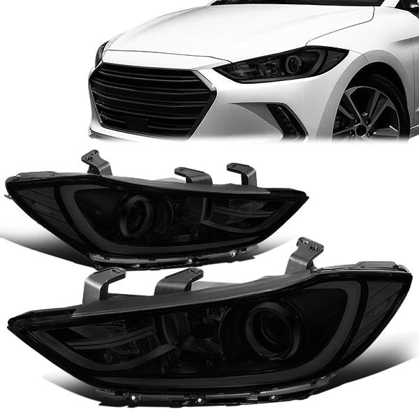 FAROS 17-18 HYUNDAI ELANTRA - PROJECTOR LOW BEAM - 9005 HIGH / H7 LOW PY21W SIGNAL - SMOKE HOUSING / CLEAR CORNER