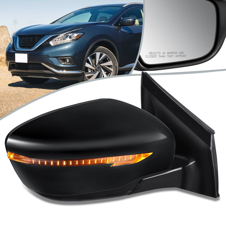RETROVISOR MIRROR - OEM - 15-18 NISSAN MURANO - POWERED - W/ SIGNAL LIGHT - FOLDING - BLACK MATERIAL - RIGHT