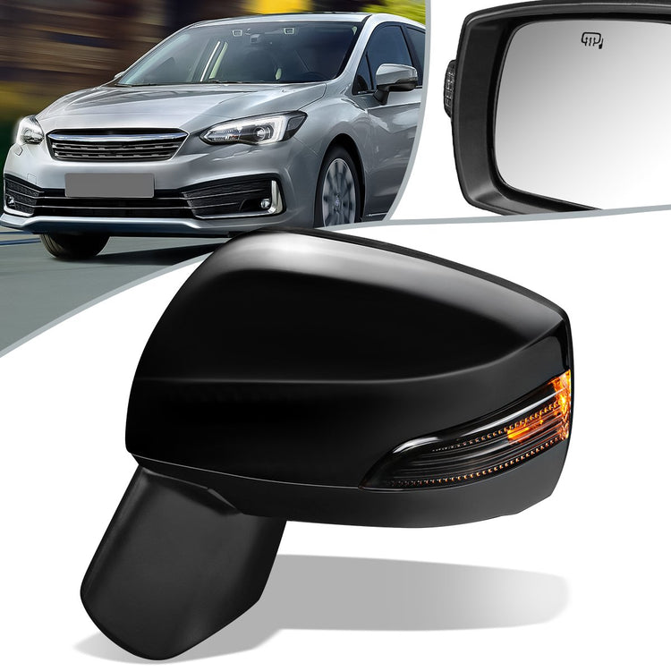 RETROVISOR MIRROR - OEM - 15-16 SUBARU IMPREZA - POWERED - HEATED - FOLDING - BLACK MATERIAL - LEFT