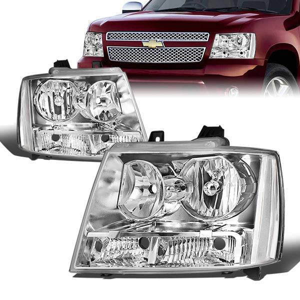 FAROS 07-14 CHEVY TAHOE / 07-13 CHEVY AVALANCHE / 07-14 CHEVY SUBURBAN 1500 / 07-13 CHEVY SUBURBAN 2500 - CHROME HOUSING / CLEAR CORNER - H11 LOW BEAM / 9005 HIGH BEAM