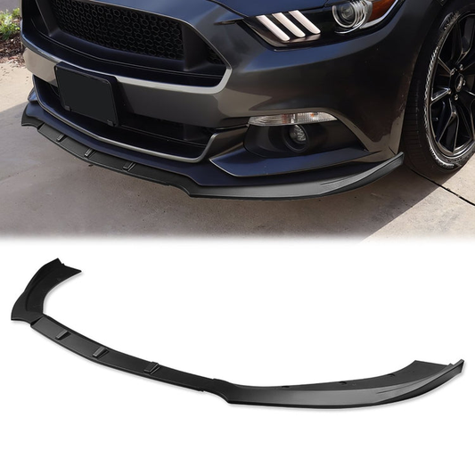 LIP FRONTAL 15-17 FORD MUSTANG GT WITHOUT PERFORMANCE OR 50TH PACKAGE - REQUIRES DRILLING BUMPER FOR INSTALLATION - 3PC - MATTE BLACK