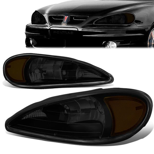 FAROS 99-05 PONTIAC GRAND AM - 9007 HIGH BEAM / LOW BEAM - BLACK HOUSING / SMOKE LENS / AMBER CORNER