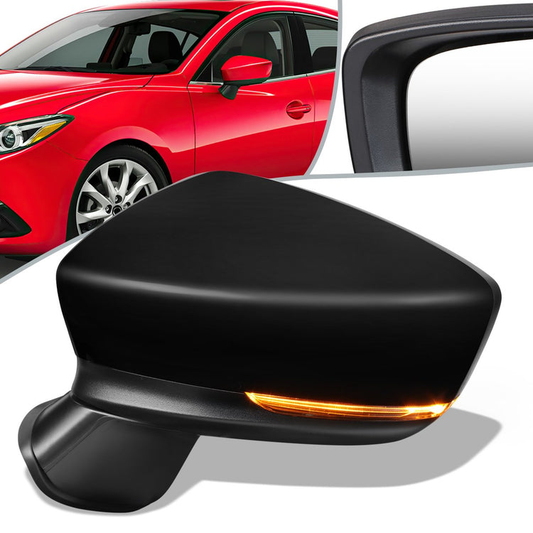 RETROVISOR MIRROR - OEM - 14-16 MAZDA 3 - POWERED - W/ SIGNAL LIGHT - FOLDING - BLACK MATERIAL - LEFT