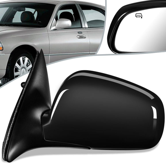 RETROVISOR MIRROR - OEM - 98-02 LINCOLN TOWN CAR - POWERED - HEATED - PAINTABLE - BLACK - LEFT