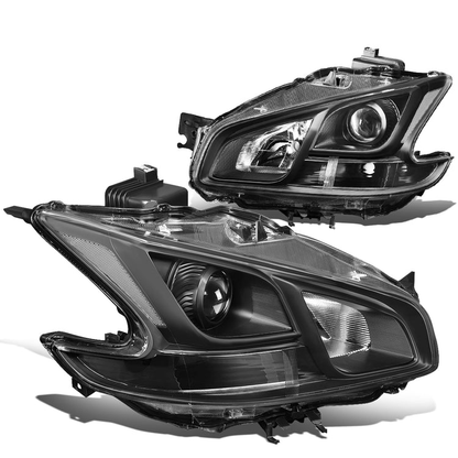 FAROS 09-14 NISSAN MAXIMA W/ HALOGEN HEADLIGHTS - PROJECTOR - 9005 HIGH BEAM / H11 LOW BEAM - BLACK HOUSING / CLEAR CORNER