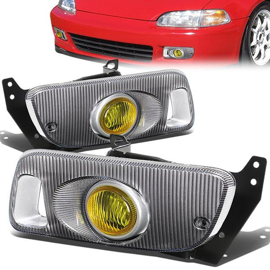 FAROS DE NIEBLA 92-95 HONDA CIVIC 2/3-DR - W/ SWITCH - H3 BULB - AMBER