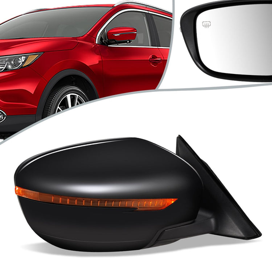 RETROVISOR MIRROR - OEM - 14-16 NISSAN ROGUE - POWERED - HEATED - W/ SIGNAL LIGHT - FOLDING - BLACK MATERIAL - RIGHT