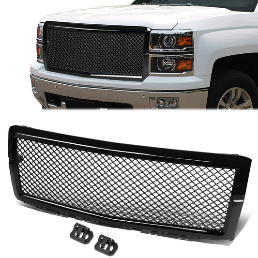 PARRILLA GRILLE - 14-15 CHEVROLET SILVERADO 1500 - BADGELESS DIAMOND MESH - GLOSS BLACK