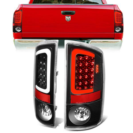 FAROS TRASEROS 07-08 DODGE RAM 1500 / 07-09 DODGE RAM 2500 , 3500 - C-BAR - 3D - U-HALO LED - BLACK / CLEAR