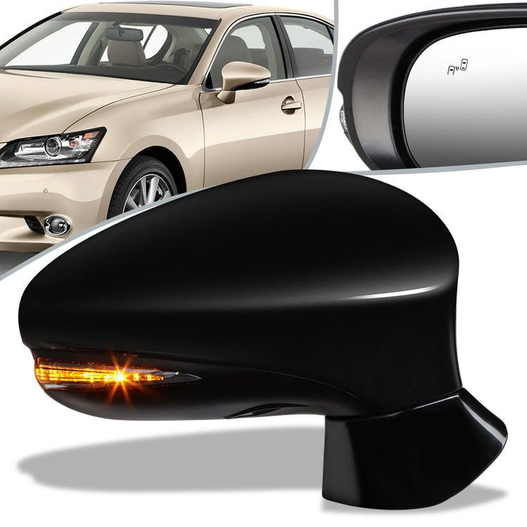 RETROVISOR MIRROR - OEM - 13-15 LEXUS GS250, GS350, GS430 - POWERED - HEATED - W/ SIGNAL LIGHT - W/ MEMORY - W/ PUDDLE LIGHT - W/ BSD - POWER FOLDING - BLACK MATERIAL - RIGHT
