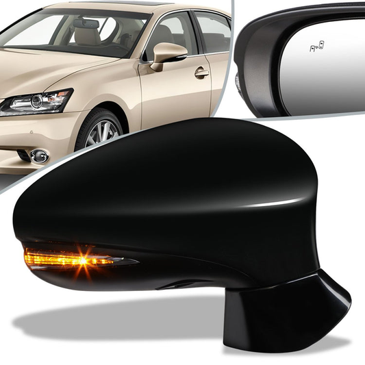 RETROVISOR MIRROR - OEM - 13-15 LEXUS GS250, GS350, GS430 - POWERED - HEATED - W/ SIGNAL LIGHT - W/ MEMORY - W/ PUDDLE LIGHT - W/ BSD - FOLDING - BLACK MATERIAL - RIGHT