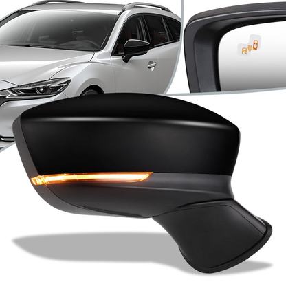 RETROVISOR MIRROR - OEM - 14-17 MAZDA 6 - POWERED - HEATED - W/ SIGNAL LIGHT - W/ BSD - FOLDING - BLACK MATERIAL - RIGHT