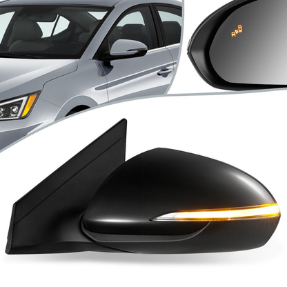 RETROVISOR MIRROR - OEM - 17-18 HYUNDAI ELANTRA - POWERED - HEATED - W/ SIGNAL LIGHT - W/ MEMORY - W/BSD - FOLDING - BLACK MATERIAL - LEFT