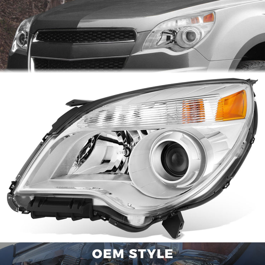 FAROS OE STYLE - 10-15 CHEVY EQUINOX - FITS LTZ MODELS - PROJECTOR HEADLIGHT - H11 LOW / 9005 HIGH / 194 MARKER / 7443NA TURN SIGNAL - CHROME HOUSING / AMBER REFLECTOR - LEFT