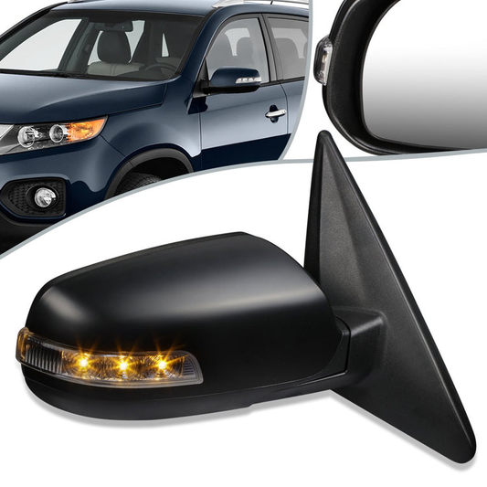 RETROVISOR MIRROR - OEM - 11-13 KIA SORENTO - POWERED - HEATED - W/ SIGNAL LIGHT - FOLDING - BLACK - RIGHT