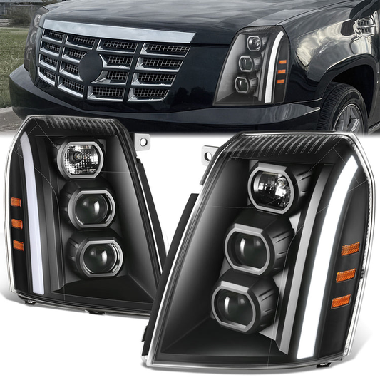 FAROS 07-14 CADILLAC ESCALADE / 07-14 CADILLAC ESCALADE ESV / 07-13 CADILLAC ESCALADE EXT - PROJECTOR HOUSING - H7 / H1 - BLACK HOUSING / AMBER CORNER