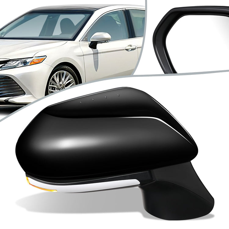 RETROVISOR MIRROR - OEM - 18-20 TOYOTA CAMRY - POWERED - HEATED - W/ SIGNAL LIGHT - FOLDING - RIGHT - BLACK MATERIAL