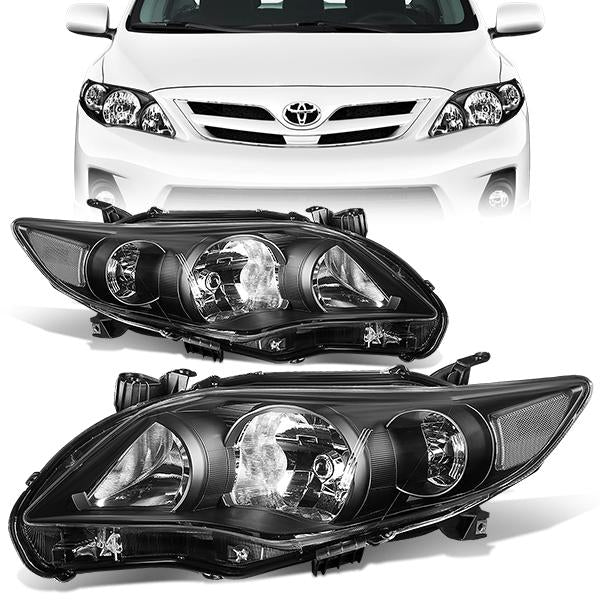 FAROS 11-13 TOYOTA COROLLA - 9006 LOW BEAM / 9005 HIGH BEAM / 3457A TURN SIGNAL - BLACK HOUSING / CLEAR CORNER