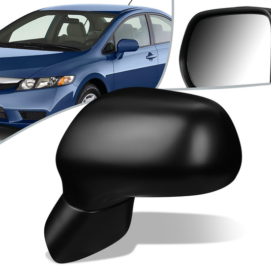RETROVISOR MIRROR - OEM - 06-11 HONDA CIVIC - POWERED - HEATED - FOLDING - TEXTURED - BLACK MATERIAL - LEFT