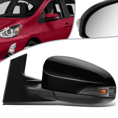 RETROVISOR MIRROR - OEM - 12-14 TOYOTA PRIUS-C - POWERED - HEATED - W/ SIGNAL LIGHT - FOLDING - BLACK MATERIAL - LEFT