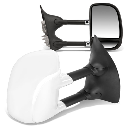 RETROVISORES EXTENDIBLES TOWING MIRROR - 99-07 FORD F-250, F-350, F-450, F-550 - SUPER DUTY - PAIR - MANUAL W/O HEATED W/O SIGNAL - CHROME