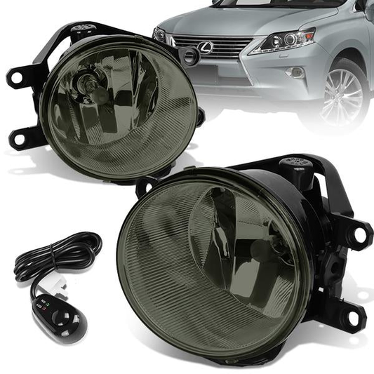 FAROS DE NIEBLA 15-16 TOYOTA RAV4 / 14-15 4RUNNER, LEXUS CT200H, GS350, IS250, IS350, RX350, RX450H / 14-16 COROLLA / 13-15 LEXUS ES300H / 14-18 HIGHLANDER / 12-15 PRIUS / 12-14 PRIUS C / 15-18 TACOMA / 13-16 TUNDRA - WITH SWITCH - H16 BULB - SMOKE