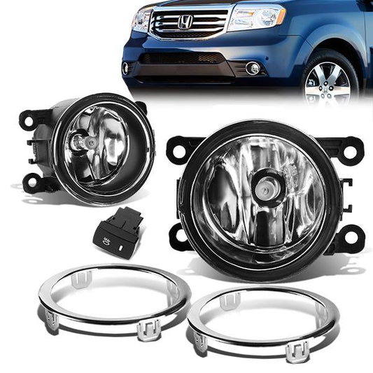 FAROS DE NIEBLA 12-15 HONDA PILOT - WITH SWITCH, BEZEL - H11 BULB - CHROME / CLEAR