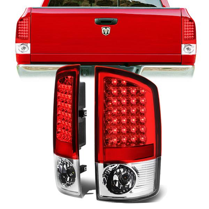 FAROS TRASEROS 02-06 DODGE RAM 1500 / 03-06 DODGE RAM 2500 , 3500 - LED - CHROME / RED