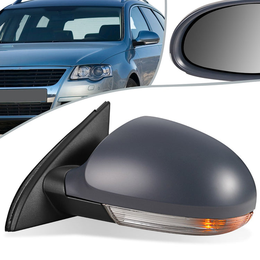 RETROVISOR MIRROR - OEM - 05-10 VOLKSWAGEN PASSAT - POWERED - HEATED - W/ SIGNAL LIGHT - W/ MEMORY - W/ PUDDLE LIGHT - FOLDING - LEFT - GRAY