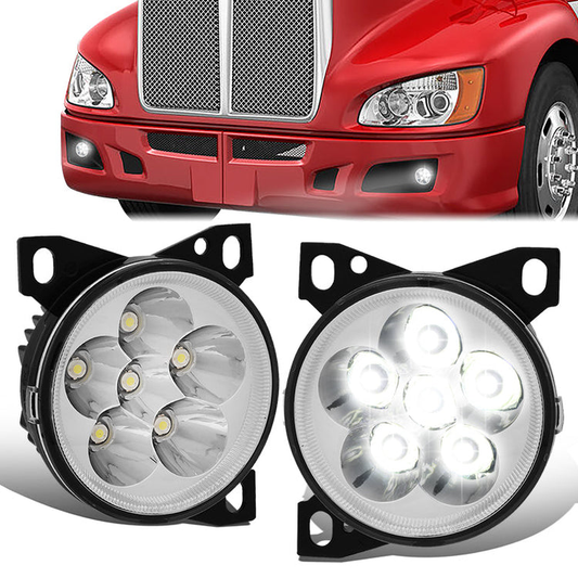 FAROS DE NIEBLA 08-15 KENWORTH T660 / 13-20 PETERBILT 579 / 11-20 PETERBILT 587 - REFLECTOR - FULL LED - CHROME