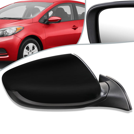 RETROVISOR MIRROR - OEM - 14-16 KIA FORTE, FORTE KOUP - POWERED - HEATED - FOLDING - BLACK MATERIAL - RIGHT