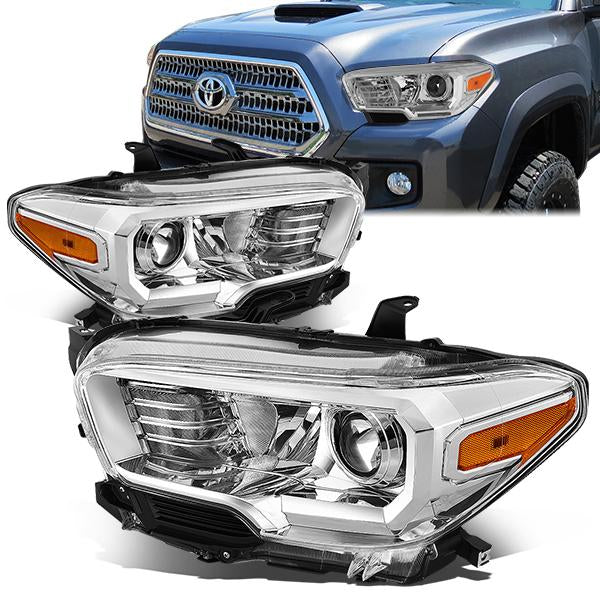 FAROS 16-18 TOYOTA TACOMA - FITS MODELS W/O LED RUNNING LIGHTS - PROJECTOR - H11 LOW / H9 HIGH / 7440 SIGNAL / 2825 MARKER - CHROME HOUSING / AMBER CORNER