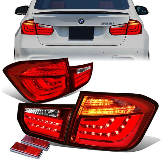 FAROS TRASEROS 13-15 BMW 3-SERIES F30 - 4DR - 3D STRIP - LED - RED / CLEAR